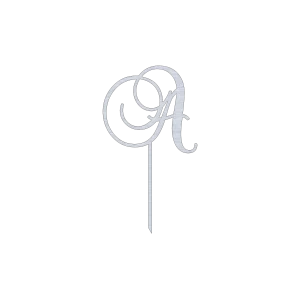 Monogram letter swirl script cake topper with intricate design and smooth edges, crafted from high-quality Aluminum. Perfect for special occasions. Aluminum with Natural Aluminum finish.